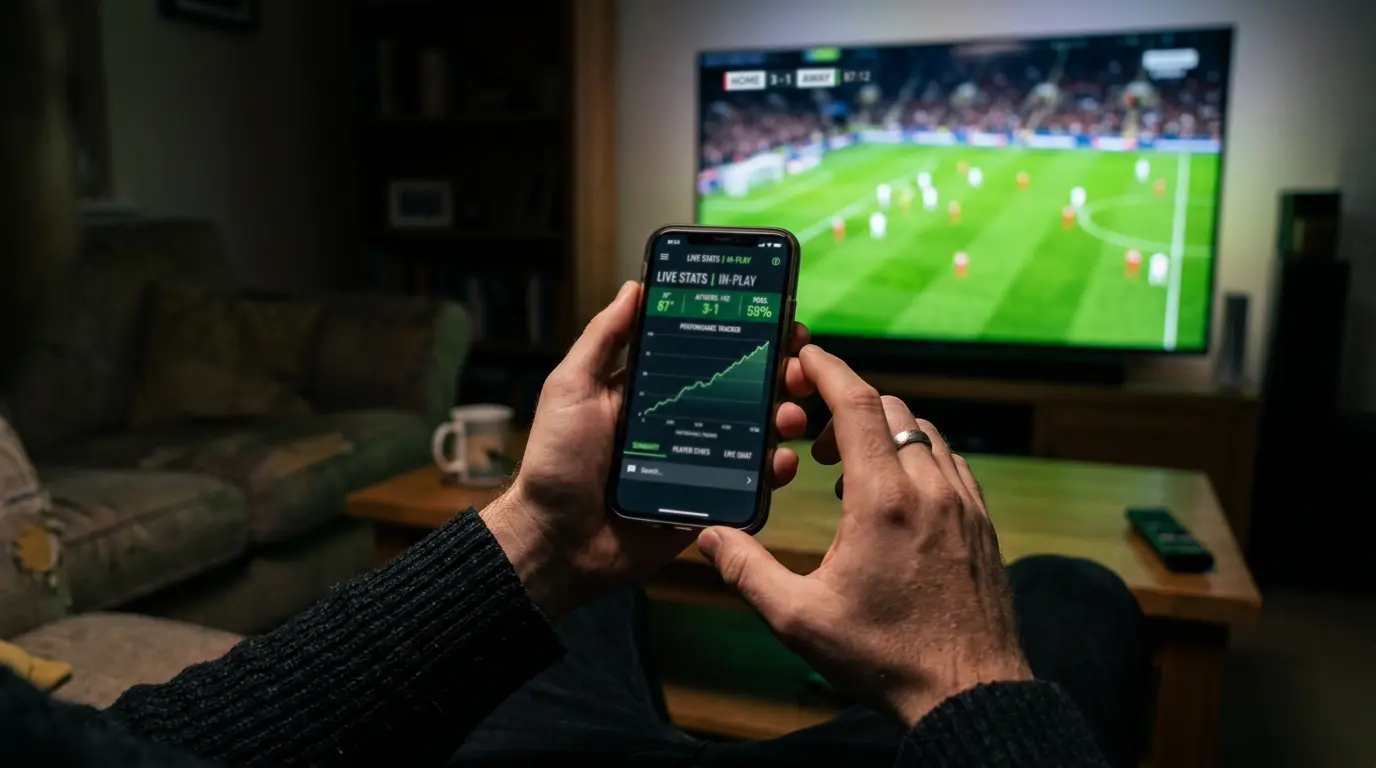 Live-Wetten auf ein Fußballspiel mit Echtzeit-Quotenbewegungen und In-Play-Märkten